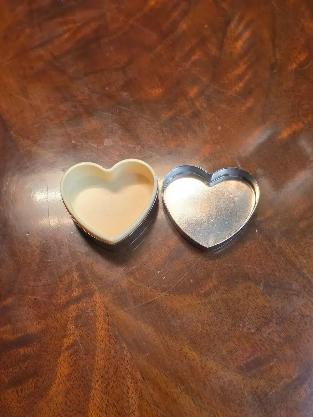 Vintage Silver-Tone Metal Heart-Shaped Trinket Box